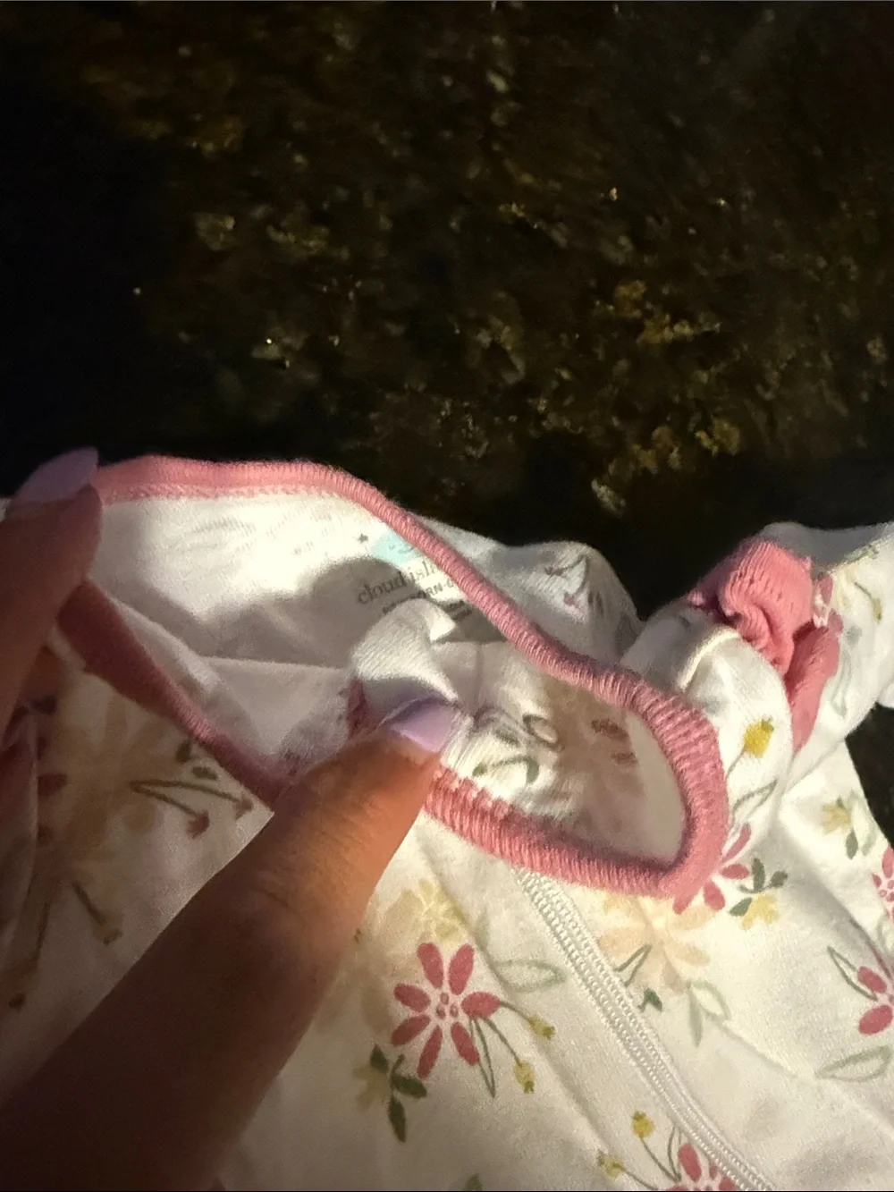 Pink Floral Footed Baby Long Sleeve NEWBORN White Footie - Bow Details